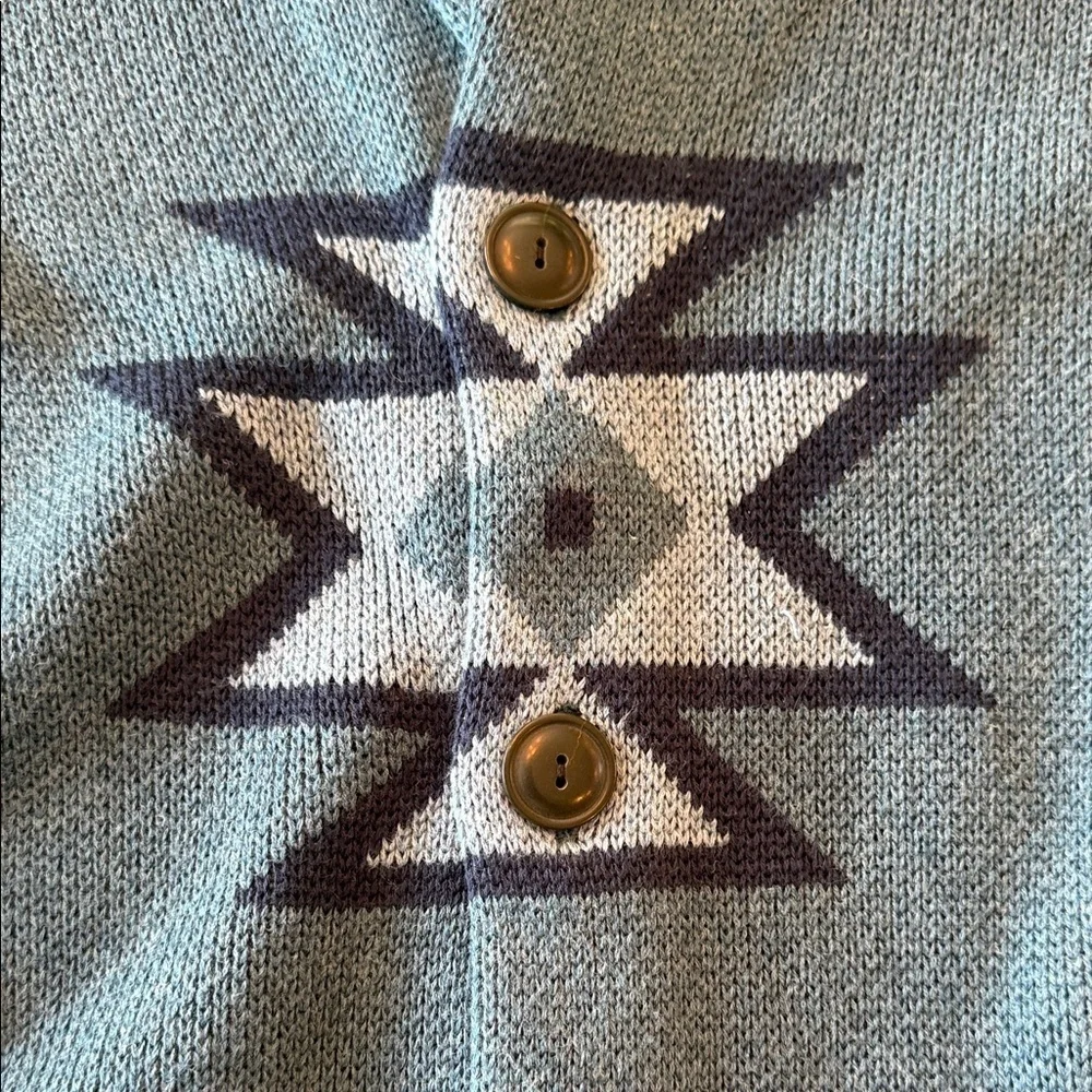 J. Crew x Wallace & Barnes Blue and Gray Geometric Cardigan